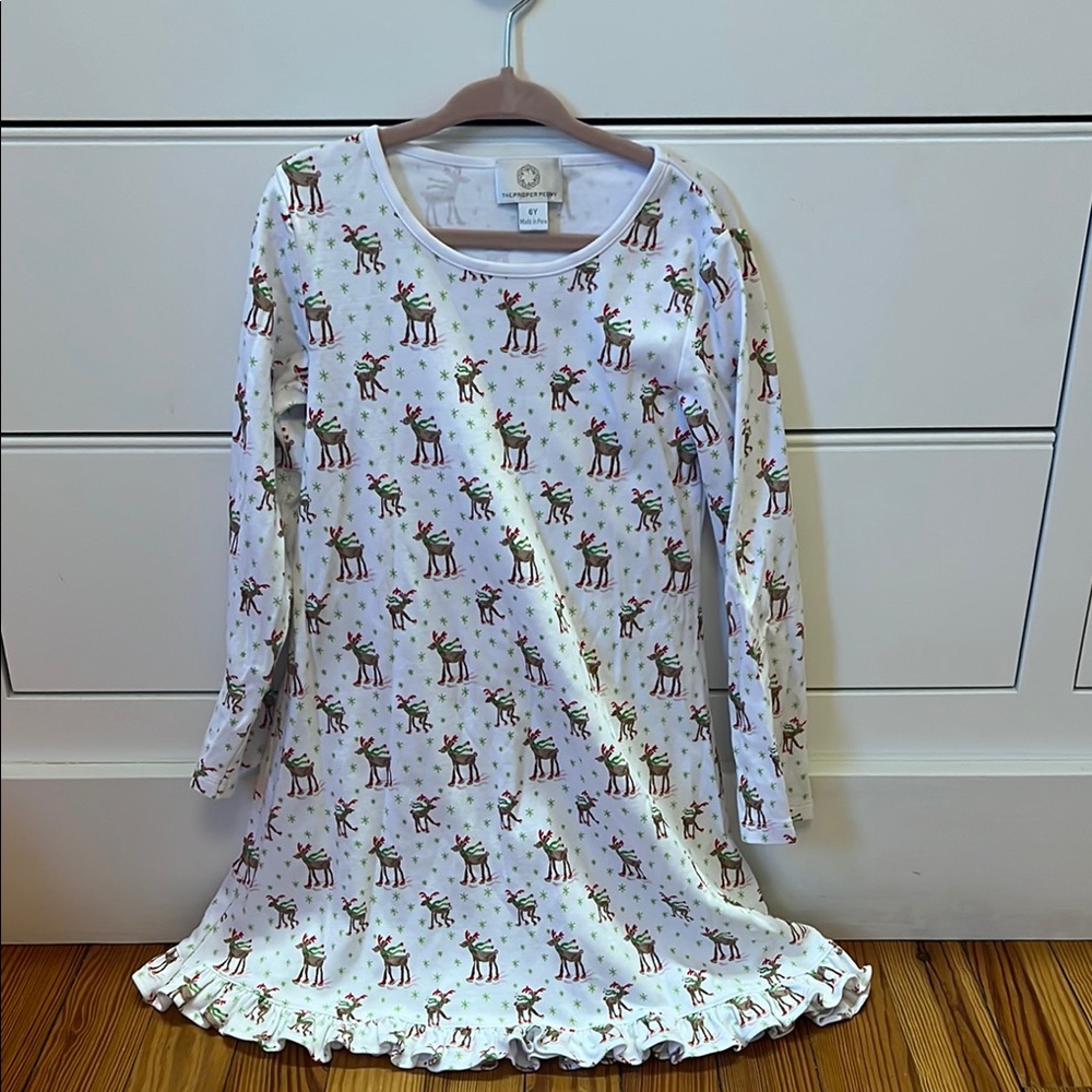 The Proper Peony Pima reindeer nightgown